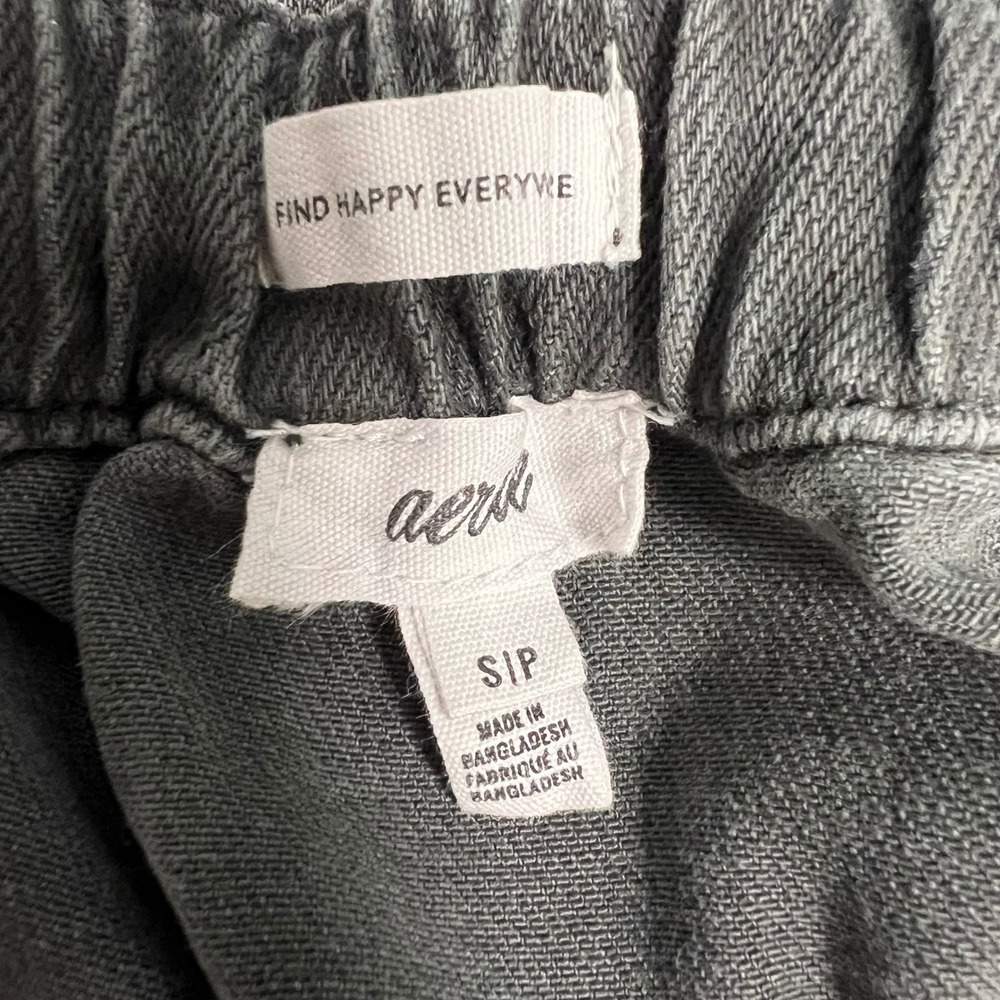 Aerie Denim Skirt Ruffle Hem Gray Mini Skater Elastic Waist Casual S‎ - Picture 3 of 8